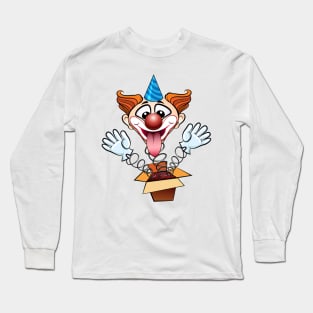 laugthing clown jumps out of surprised box. Long Sleeve T-Shirt